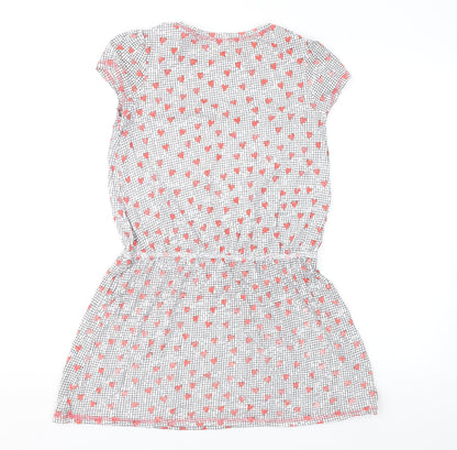 Preworn Girls Red Geometric  Shift  Size 11-12 Years