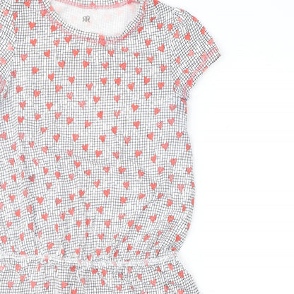 Preworn Girls Red Geometric  Shift  Size 11-12 Years