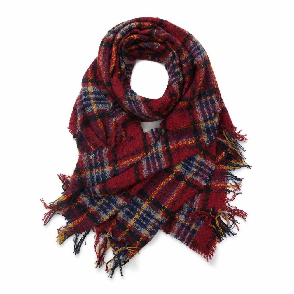 Preworn Womens Red Plaid   Shawl/Wrap