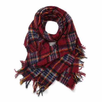 Preworn Womens Red Plaid   Shawl/Wrap