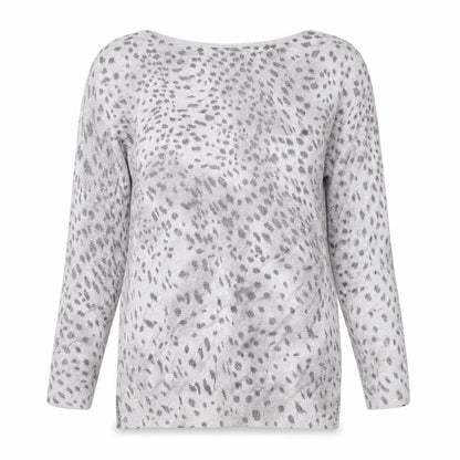 Oasis Womens Grey Animal Print  Pullover Jumper Size XS