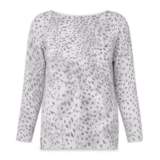 Oasis Womens Grey Animal Print  Pullover Jumper Size XS
