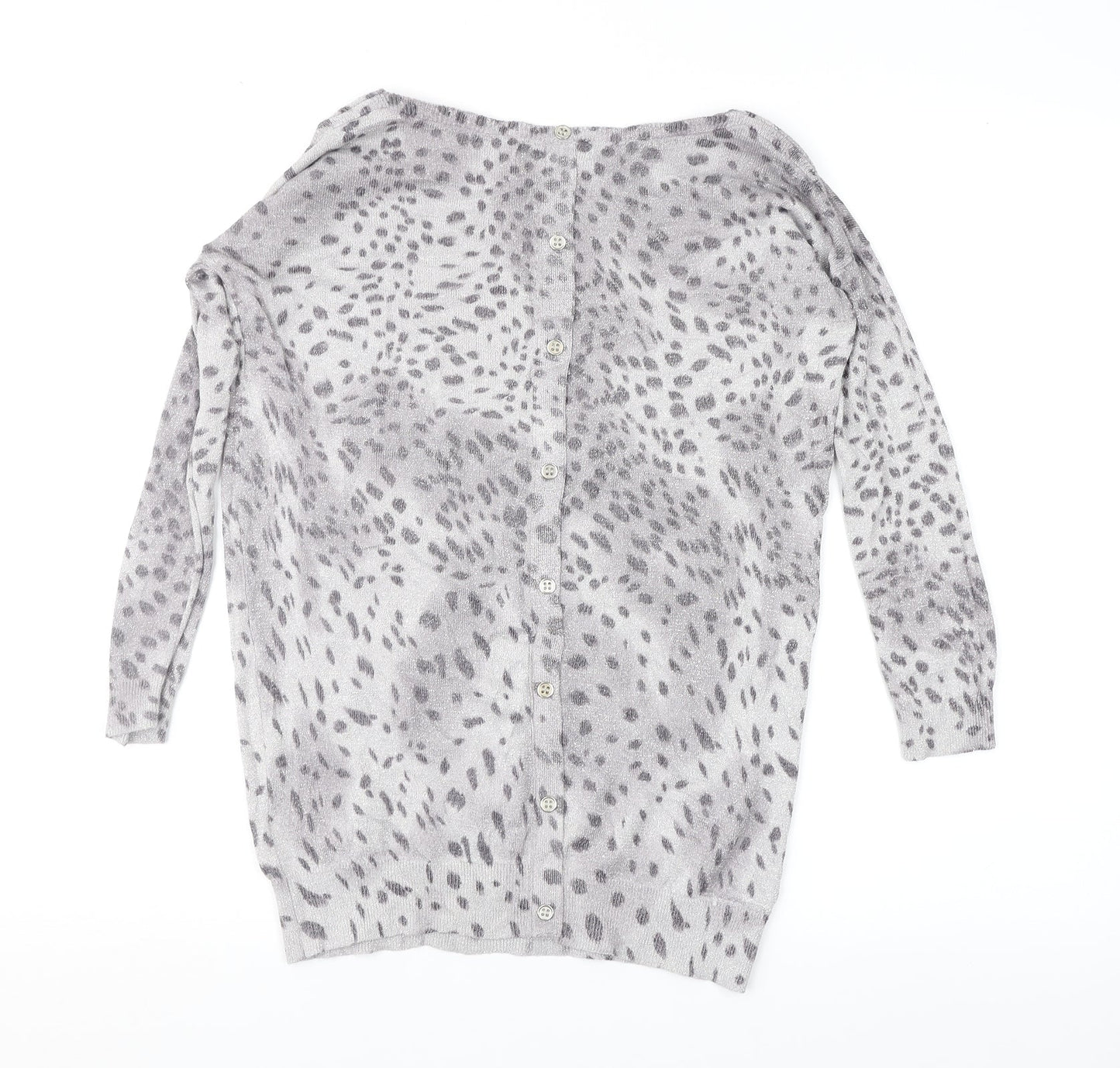 Oasis Womens Grey Animal Print  Pullover Jumper Size XS