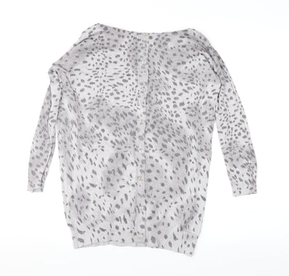 Oasis Womens Grey Animal Print  Pullover Jumper Size XS