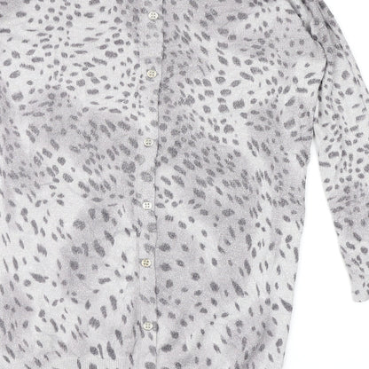 Oasis Womens Grey Animal Print  Pullover Jumper Size XS