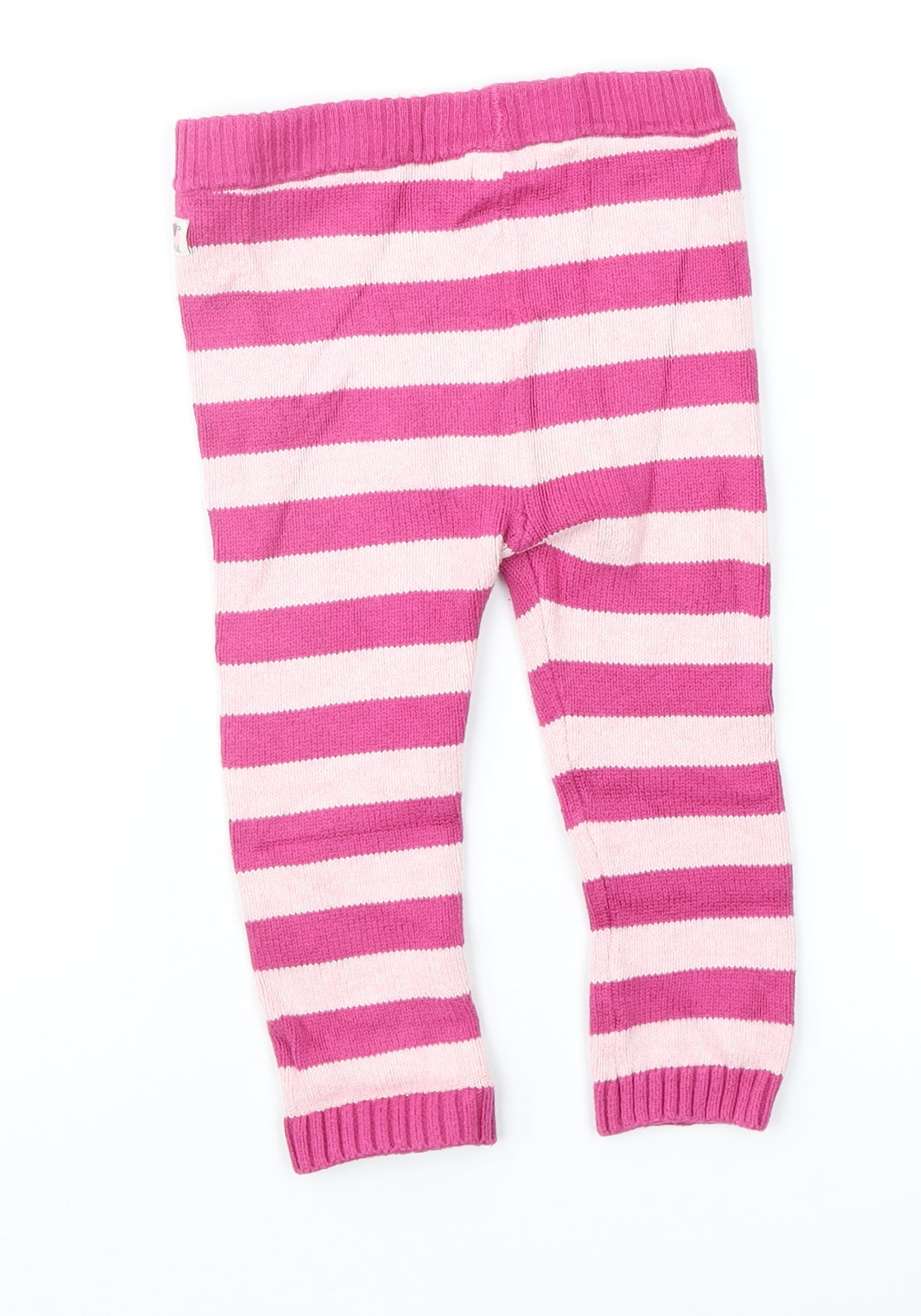 John Lewis Girls Pink Striped Knit Jogger Trousers Size 9-12 Months