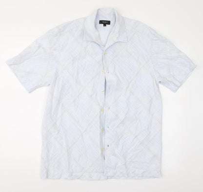 Mens UK Size M NEXT Blue  Button-Up Short Sleeve Casual Shirt