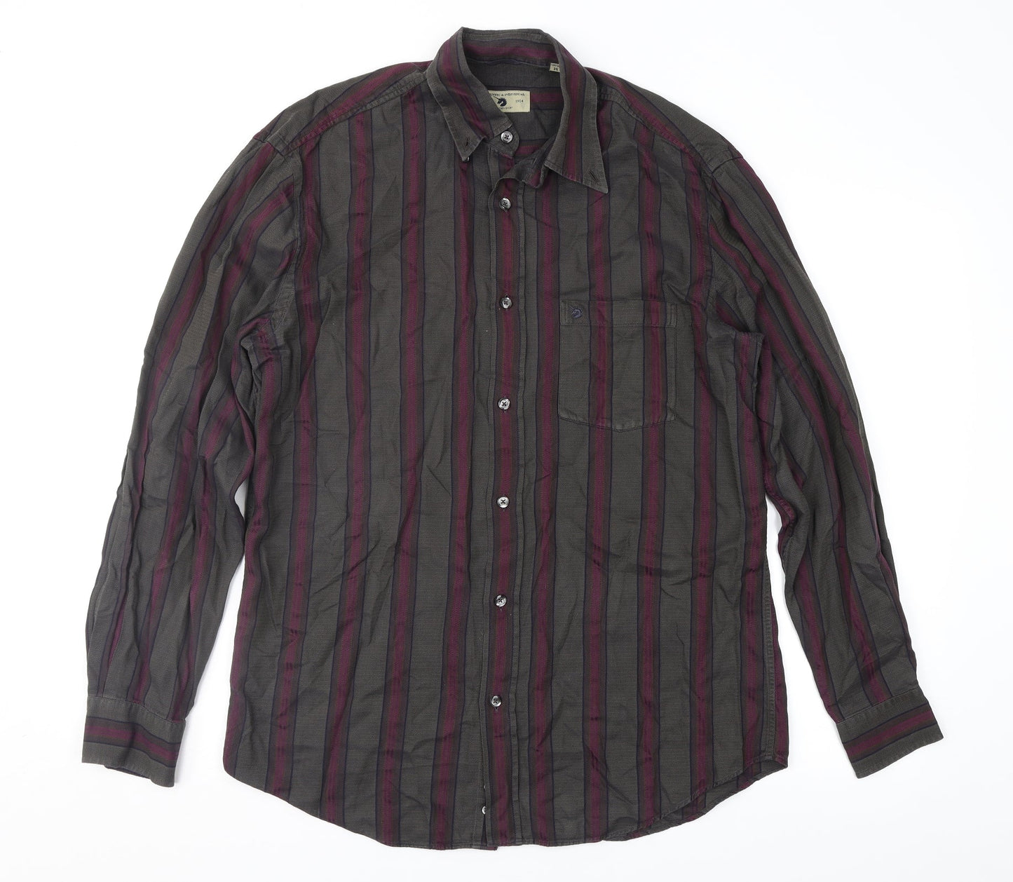 Mens UK Size M Preworn Brown  Button-Up Long Sleeve Casual Shirt