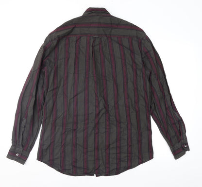 Mens UK Size M Preworn Brown  Button-Up Long Sleeve Casual Shirt