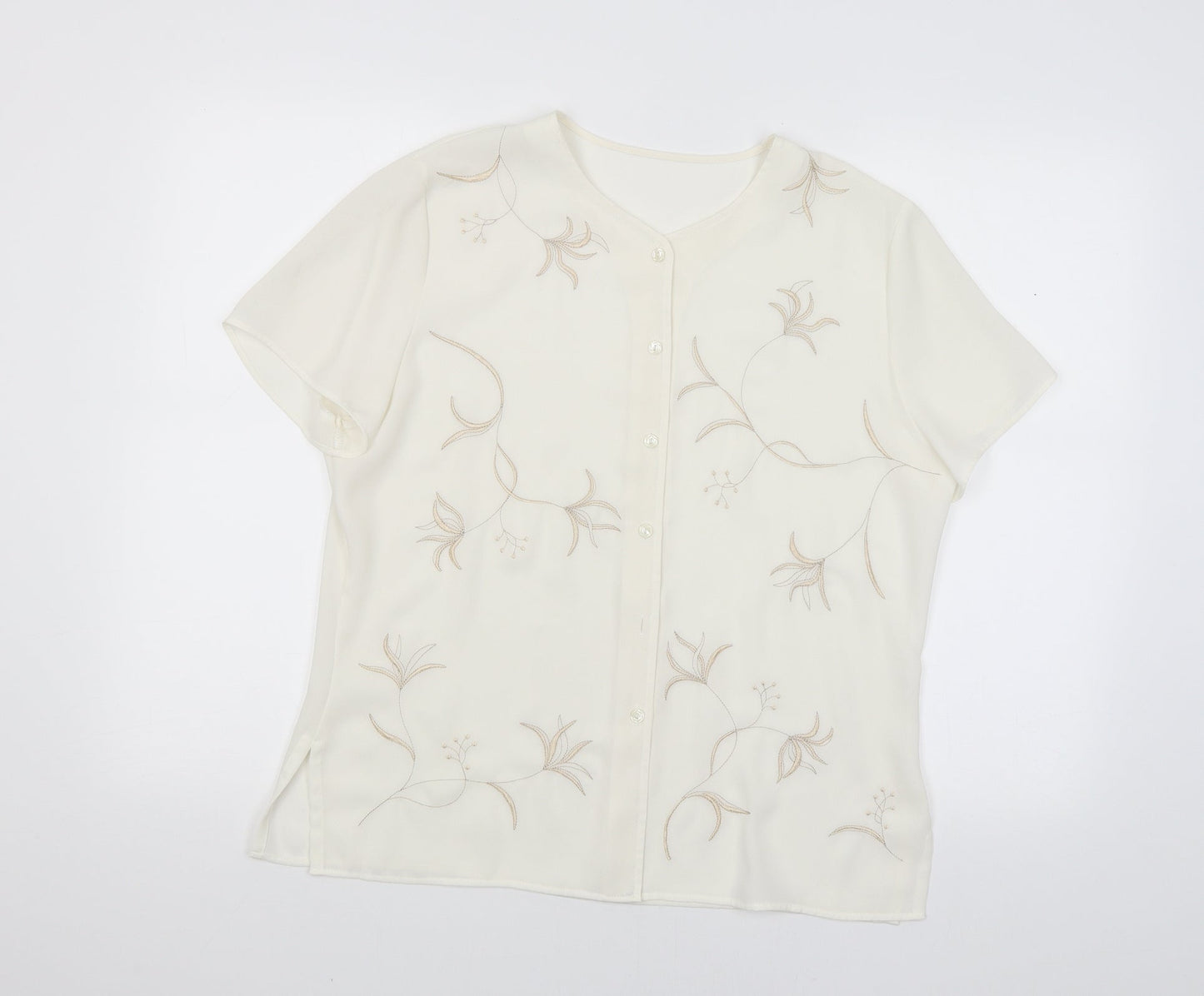 Womens UK Size L Preworn White Basic Blouse