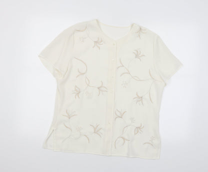 Womens UK Size L Preworn White Basic Blouse