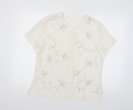 Womens UK Size L Preworn White Basic Blouse