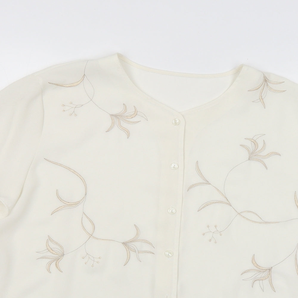 Womens UK Size L Preworn White Basic Blouse