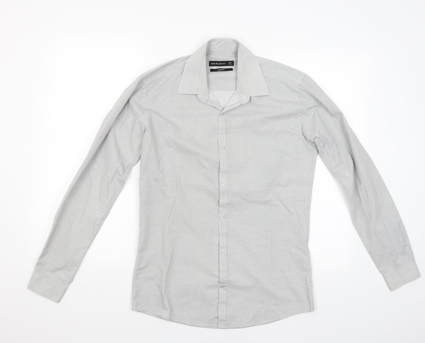 Mens UK Collar Size 14.5 Ceader wood state Smart Grey  Dress Shirt