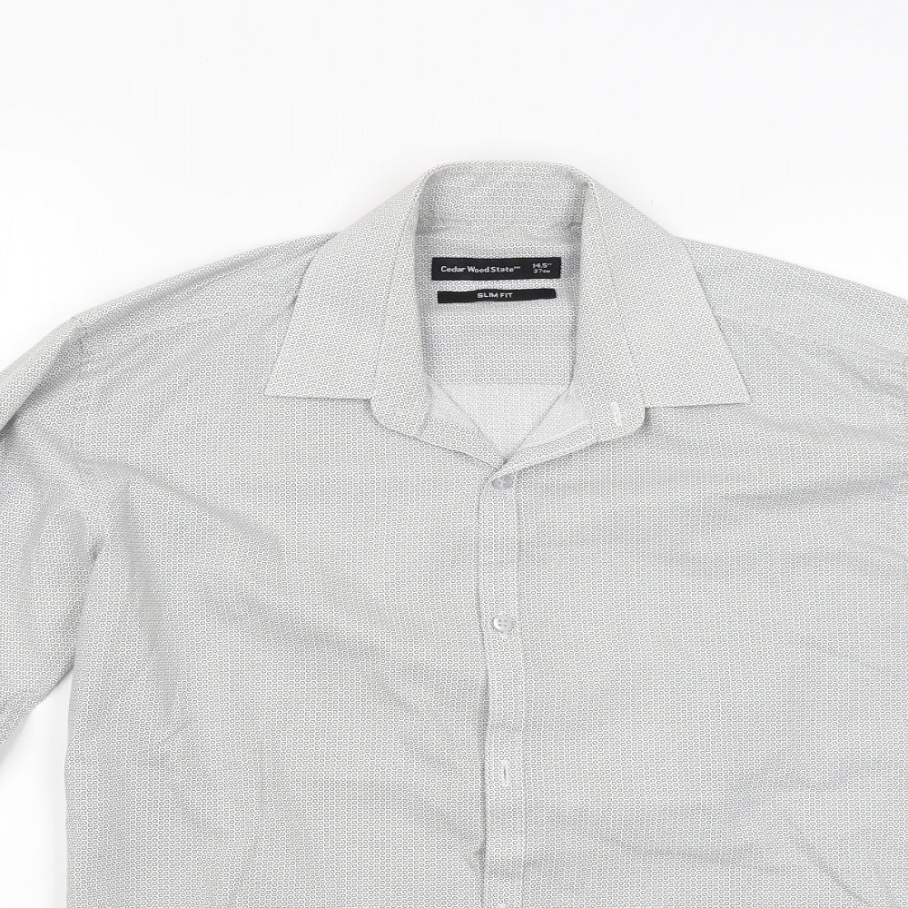 Mens UK Collar Size 14.5 Ceader wood state Smart Grey  Dress Shirt