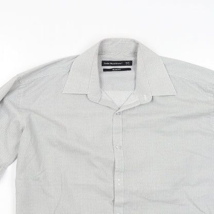 Mens UK Collar Size 14.5 Ceader wood state Smart Grey  Dress Shirt