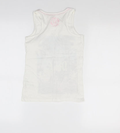 Back view of Y.D girls’ white basic tank, size 10, years - beach print