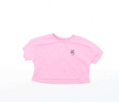George Girls Pink   Cropped T-Shirt Size 7 Years