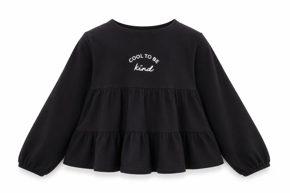Front view of Primark girls’ black basic blouse, size 11-12, years