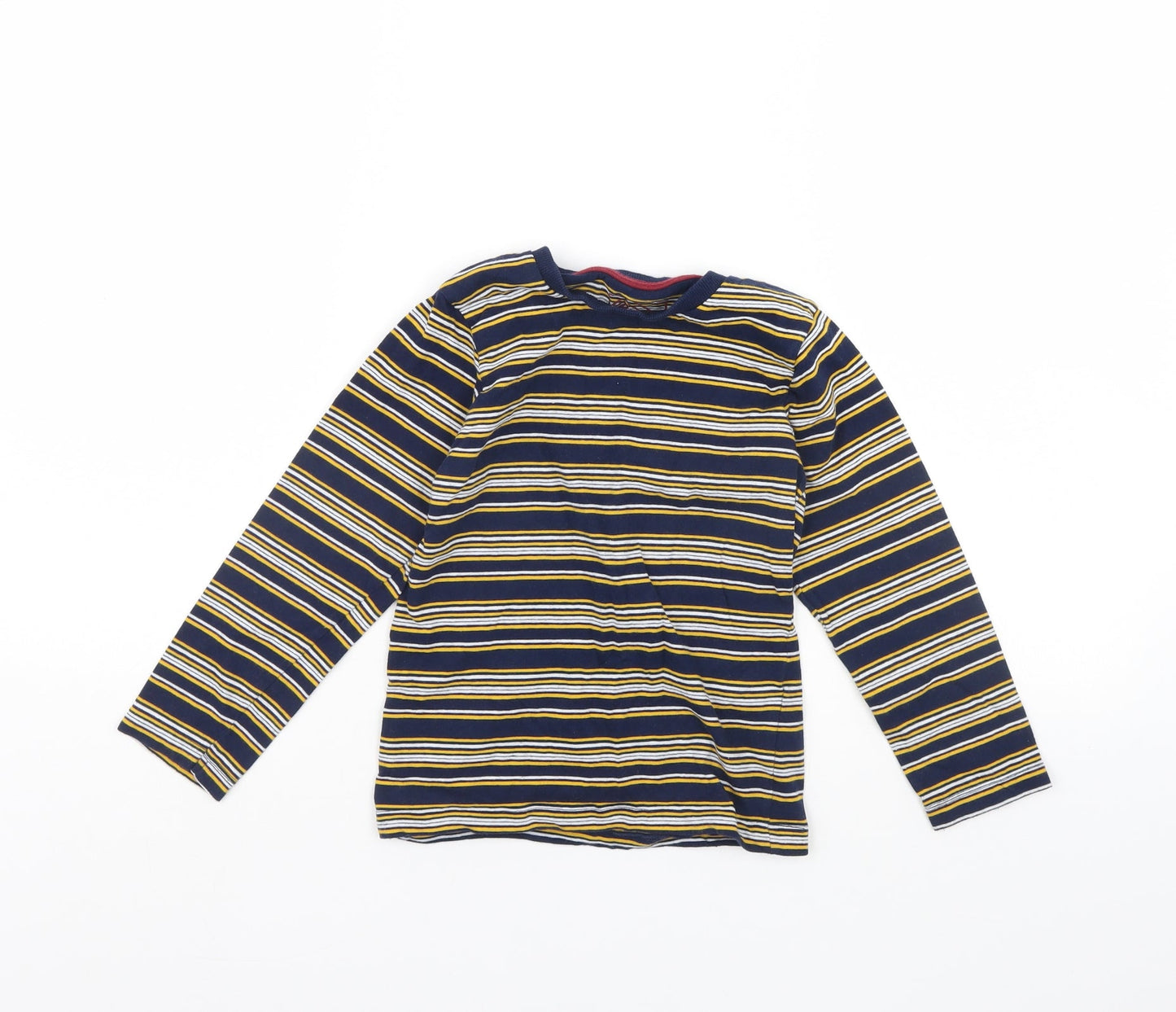 Preworn Girls Blue Striped  Basic T-Shirt Size 6 Years