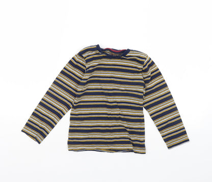 Preworn Girls Blue Striped  Basic T-Shirt Size 6 Years