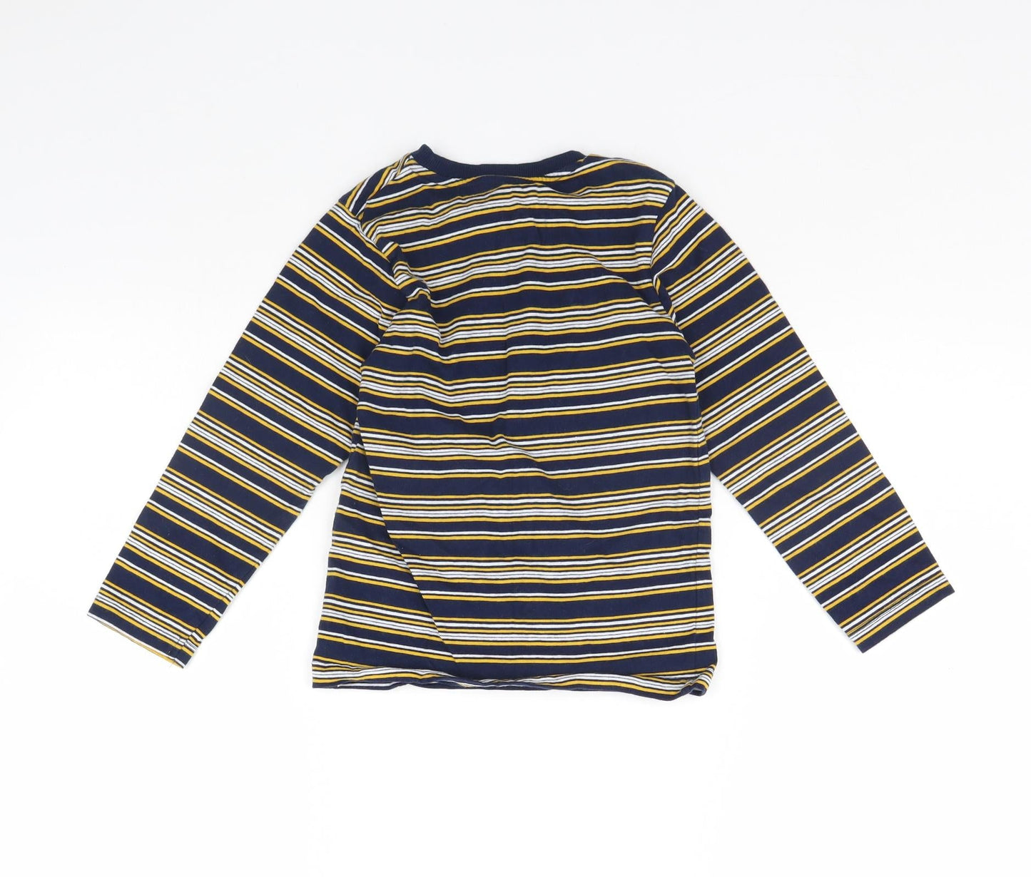 Preworn Girls Blue Striped  Basic T-Shirt Size 6 Years