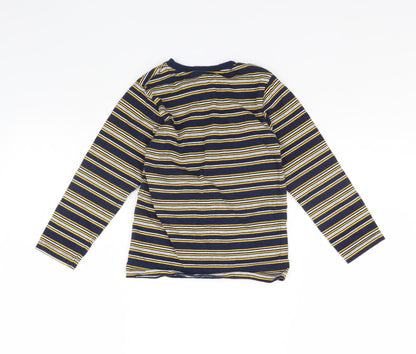 Preworn Girls Blue Striped  Basic T-Shirt Size 6 Years