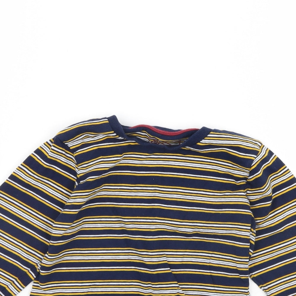 Preworn Girls Blue Striped  Basic T-Shirt Size 6 Years