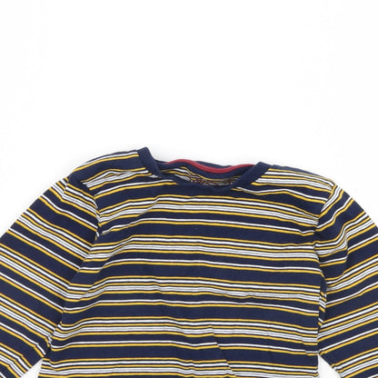 Preworn Girls Blue Striped  Basic T-Shirt Size 6 Years