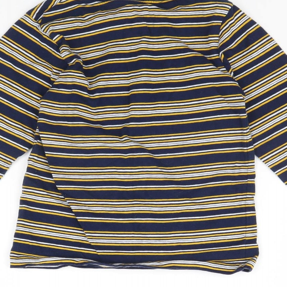 Preworn Girls Blue Striped  Basic T-Shirt Size 6 Years