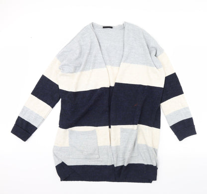 Wallis Womens Blue Striped  Cardigan Jumper Size M