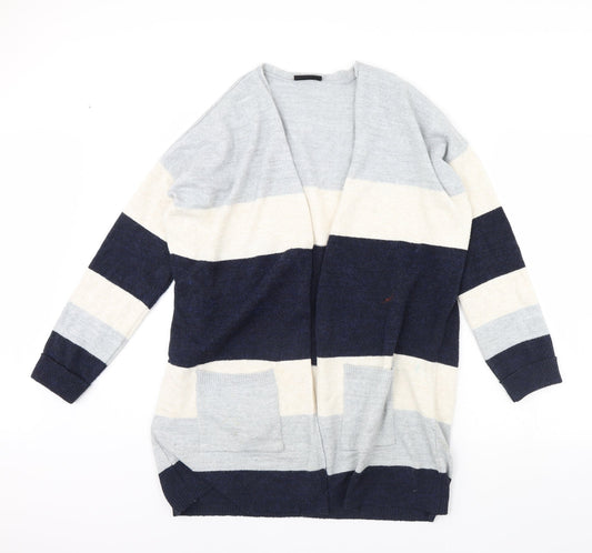 Wallis Womens Blue Striped  Cardigan Jumper Size M