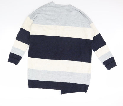Wallis Womens Blue Striped  Cardigan Jumper Size M