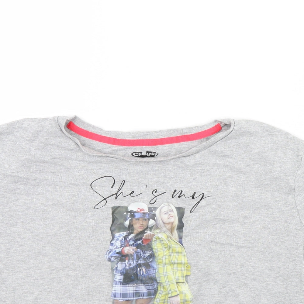 Clueless Womens Grey  Rayon Cropped T-Shirt Size 12  - Clueless