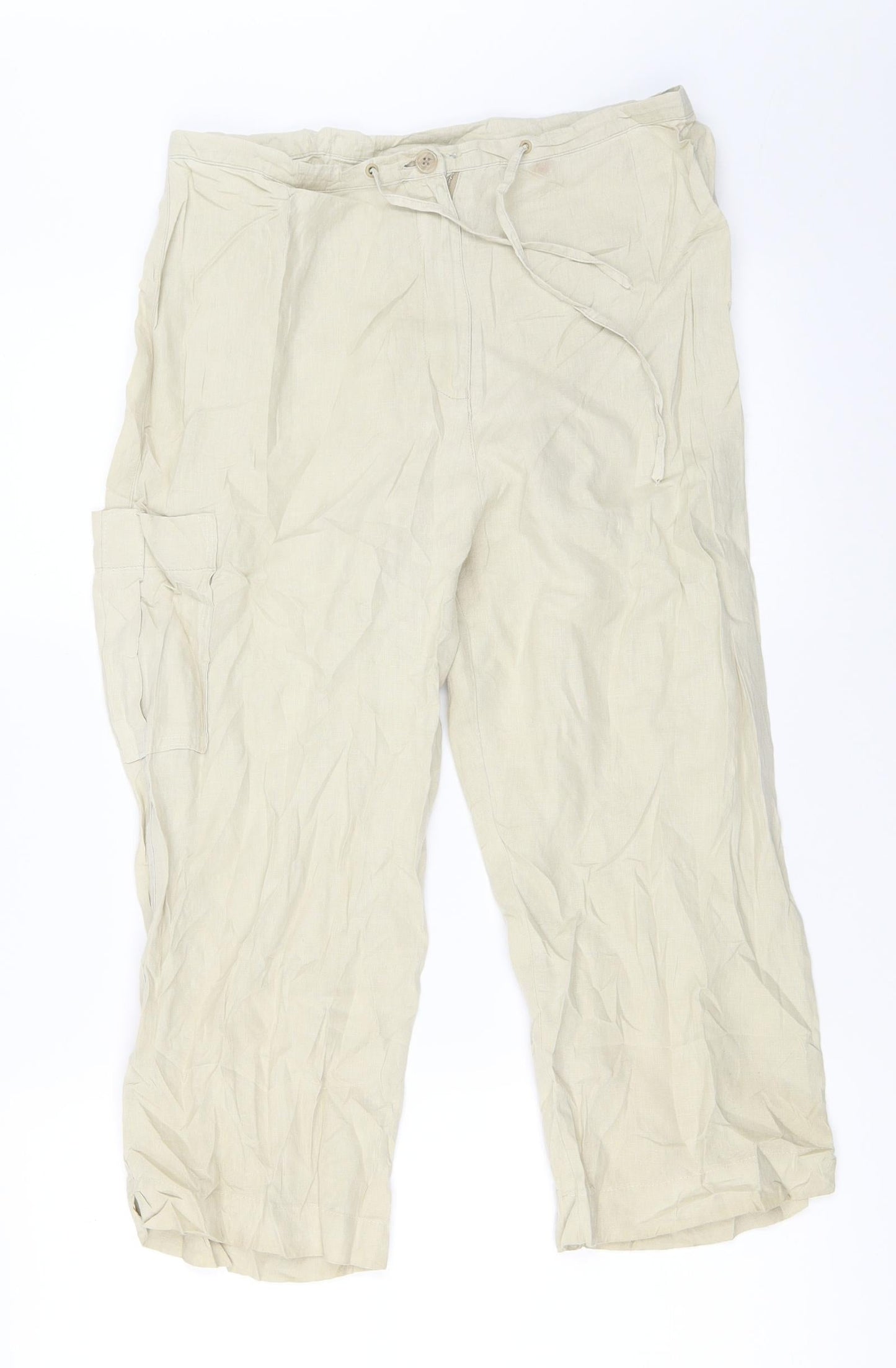 Womens UK Size 12 NEXT Regular Fit Cropped Beige Trousers