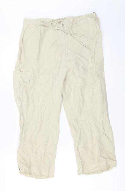 Womens UK Size 12 NEXT Regular Fit Cropped Beige Trousers