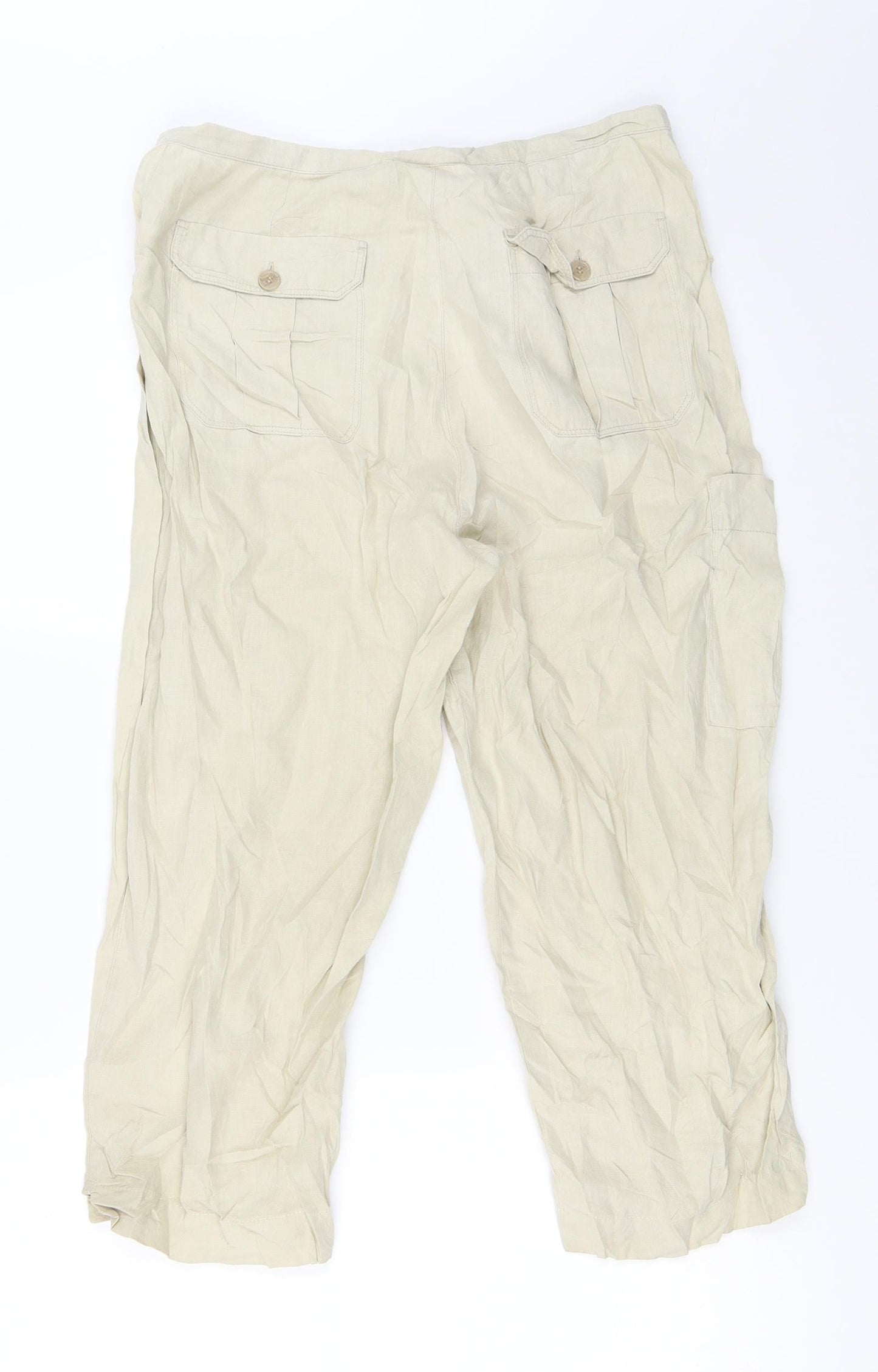 Womens UK Size 12 NEXT Regular Fit Cropped Beige Trousers