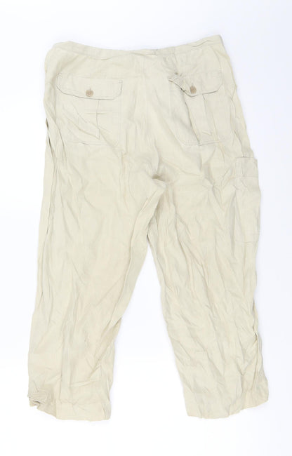 Womens UK Size 12 NEXT Regular Fit Cropped Beige Trousers