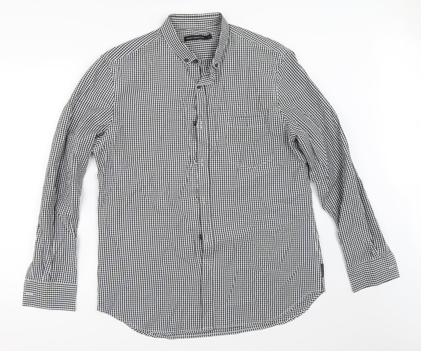 Mens UK Size L French Connection Black  Button-Up Long Sleeve Casual Shirt