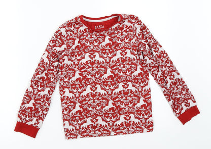 Marks and Spencer Girls Red   Basic T-Shirt Size 7-8 Years