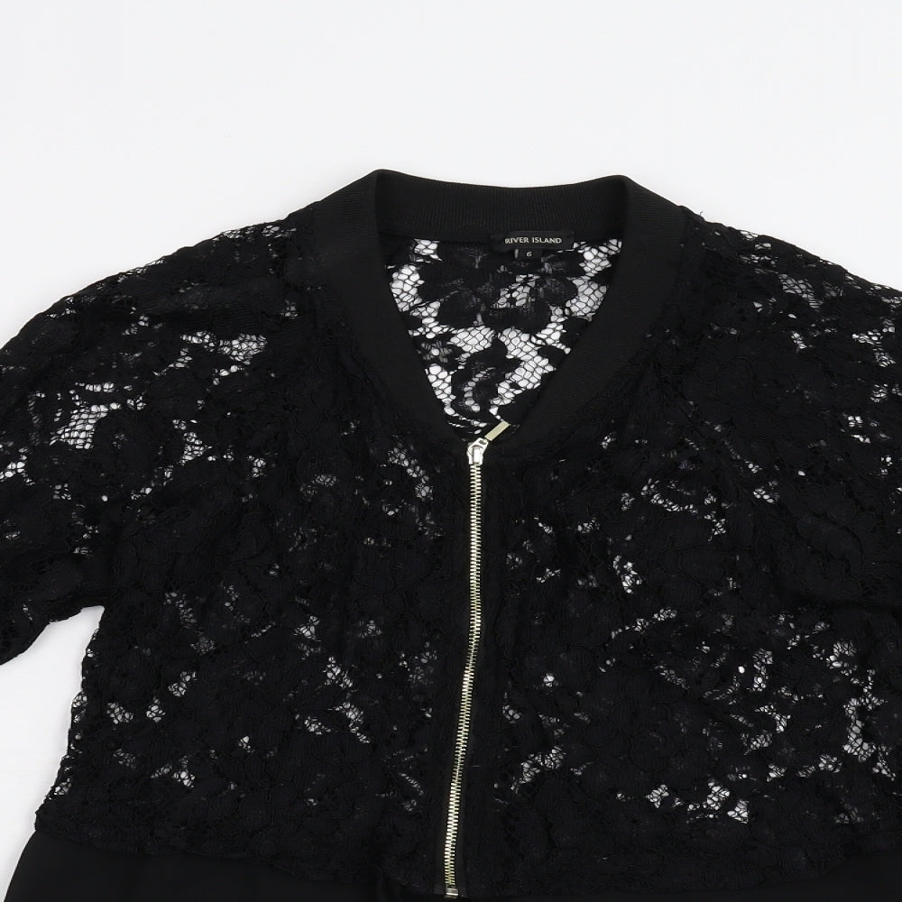 Womens UK Size 6 River Island Black Basic Blouse