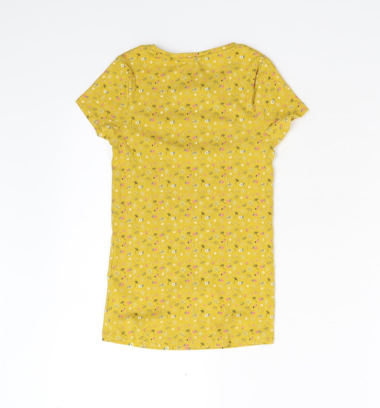 F&F Girls Yellow Floral  Basic T-Shirt Size 9-10 Years