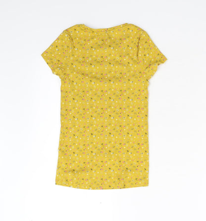 F&F Girls Yellow Floral  Basic T-Shirt Size 9-10 Years