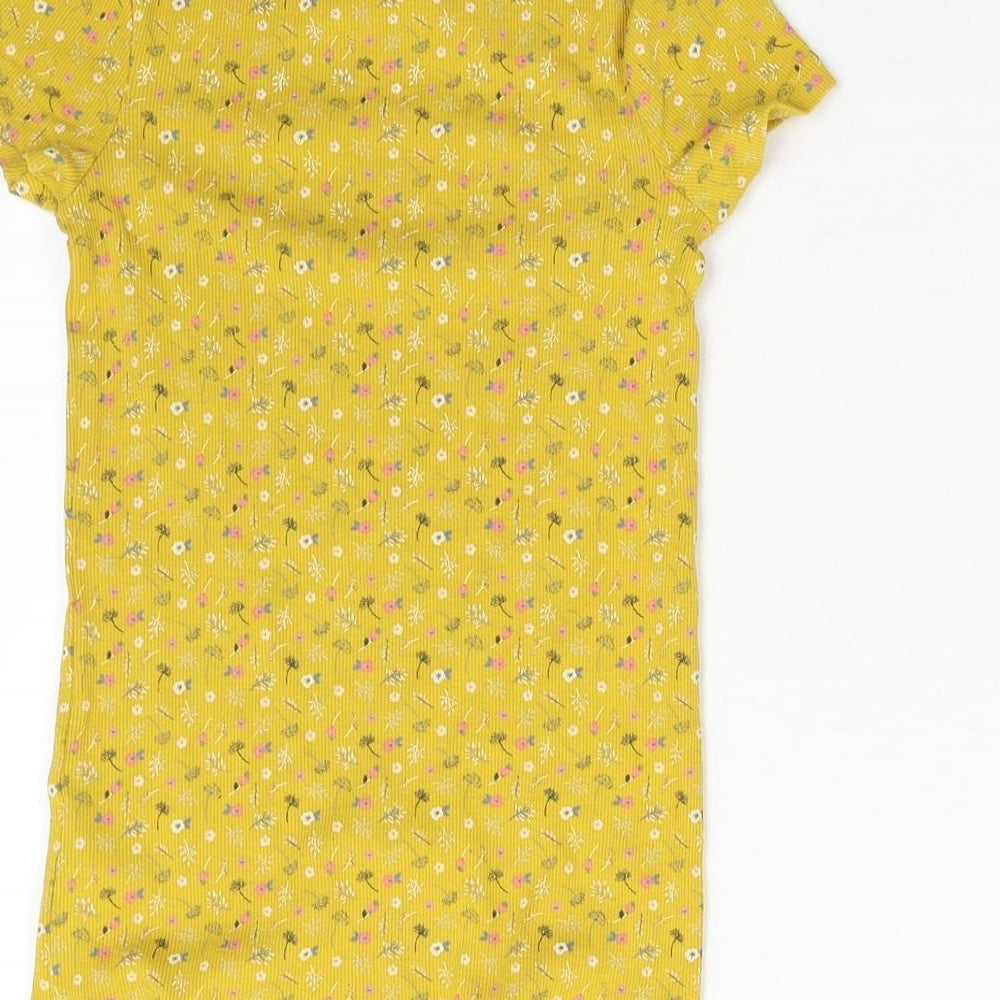 F&F Girls Yellow Floral  Basic T-Shirt Size 9-10 Years