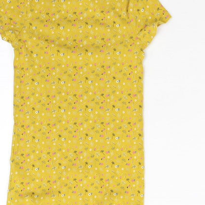F&F Girls Yellow Floral  Basic T-Shirt Size 9-10 Years