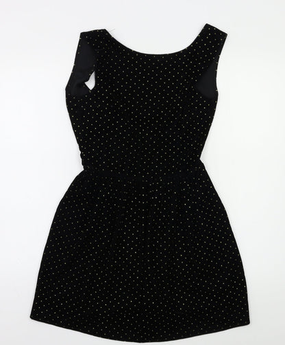 Oh My Love Womens Black Polka Dot  Skater Dress  Size S