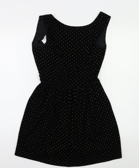 Oh My Love Womens Black Polka Dot  Skater Dress  Size S