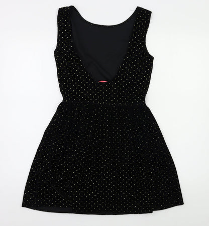 Oh My Love Womens Black Polka Dot  Skater Dress  Size S