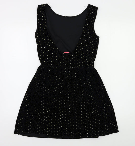 Oh My Love Womens Black Polka Dot  Skater Dress  Size S
