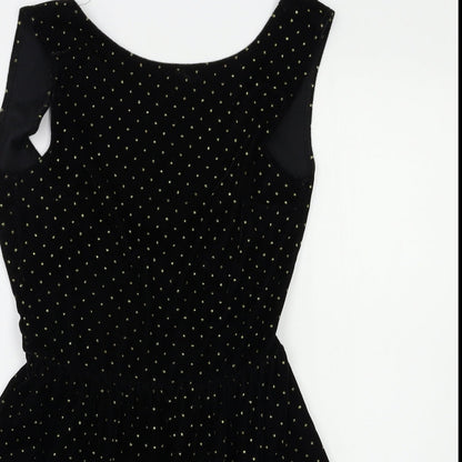 Oh My Love Womens Black Polka Dot  Skater Dress  Size S